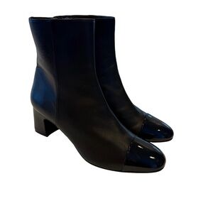 Stuart Weitzman Women's Kiandra Boots Cap-Toe Black Leather Sz 8.5 NEW No Box